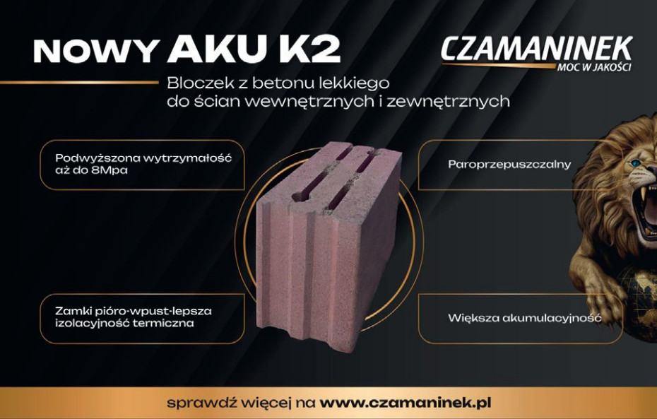 Bloczek AKU K2 - świetna izolacyjność akustyczna już przy 18 cm grubości