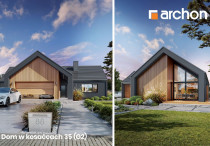 Nowoczesna parterówka 110 m2 z garażem i wysokim przeszkleniem - gotowy projekt ARCHON+