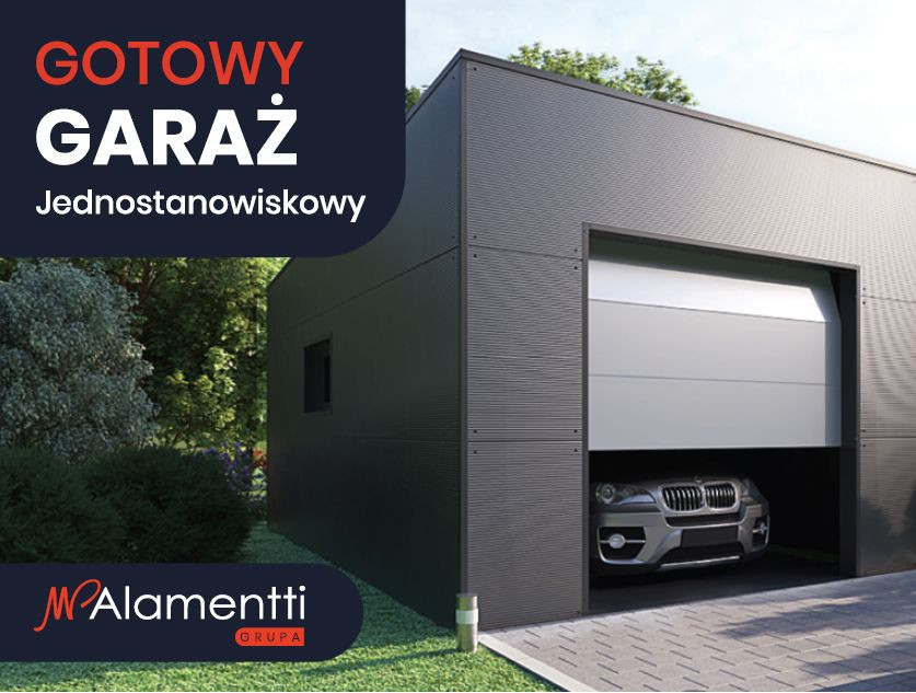 Garaż jednostanowiskowy z płyt warstwowych ALAMENTTI